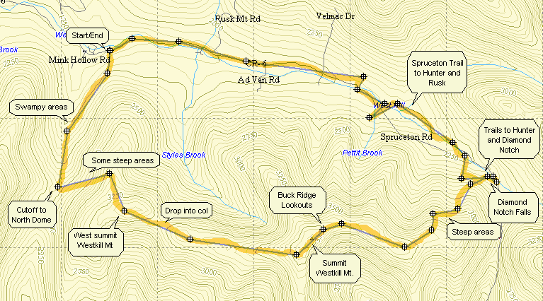 Catskill 35 peak map